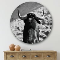 DesignArt 'Crno -bijeli portret španjolskog bika II' Farmhouse Circle Metal Art - Disk od 36