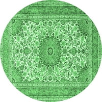Tradicionalne prostirke za unutarnje prostore s okruglim medaljonom smaragdno zelene boje, promjera 5 inča