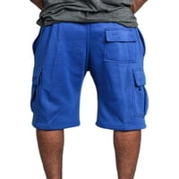 Muške hlače do koljena kratke hlače s elastičnim strukom i puno džepova teretne kratke hlače jednobojne kraljevsko plave hlače za