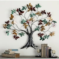 Dekodirajte raznobojni zidni dekor od metalnog drveta s detaljima lišća