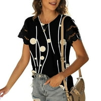 Ženski ljetni topovi čipkasta majica kratkih rukava široka ležerna majica jednobojna modna široka majica bluza