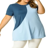 Jedinstvene ponude ženske plus veličine ljetne boje blok bluza bluza s kratkim rukavima vrh kratkih rukava