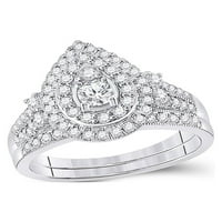 10-karatna Zlatna zvijezda od bijelog zlata s okruglim dijamantom za mladence Set Zaručničkih prstenova za vjenčanje