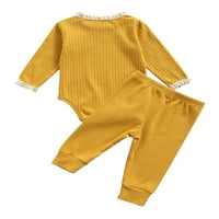 Kompleti za malu djecu: kombinezon s okruglim vratom i čipkastim oblogama + jednobojne hlače