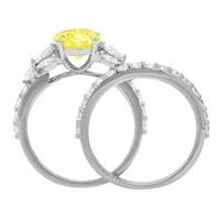 3. dijamant okruglog reza s imitacijom žutog dijamanta od bijelog zlata od 18 karata s naglascima vjenčani set od 5,5 inča