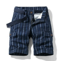 Muške kratke hlače - Plus teretne kratke hlače s puno džepova, ljetne kratke hlače za plažu širokog kroja, tamnoplave hlače u boji