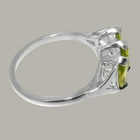 Ženski prsten za obljetnicu od srebra izrađen u Velikoj Britaniji s prirodnim peridotom - opcije veličine-veličina 6,5