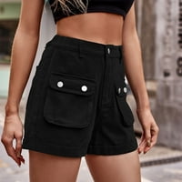 Ženske kratke hlače u prodaji ispod 5 USD traper kombinezon s elastičnim pojasom i džepovima, crne ljetne kratke hlače, veličina