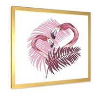 DesignArt 'Pink Flamingo u tropskom ljetu I' tradicionalni uokvireni umjetnički tisak