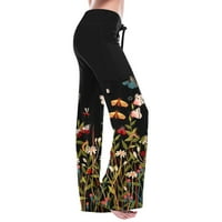 Široke ženske casual široke hlače udobne Vintage cvjetne hlače s džepovima duge joga hlače Ženske hlače
