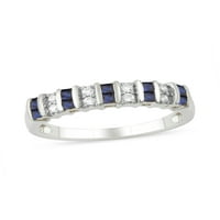 Imperijalni dragulj 10K Bijelo zlato princeza izrezana plava safir 1 10ct TW Dijamantni ženski prsten