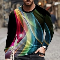 Muška hipsterska majica s okruglim vratom majica za muškarce majica s dugim rukavima hip-pop modna tunika Ombre boja Ombre proljetna