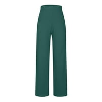 Ženske ravne Ležerne hlače širokih nogavica, vanjske jednobojne široke hlače visokog struka u zelenoj boji;