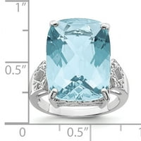 Prsten je od čistog srebra sa svijetloplavim švicarskim topazom i dijamantom. Karatna težina-22,42 karata