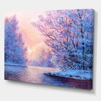 Dizajnirati 'The River Original with Winter Peashscape' Lake House Canvas Wall Art Print