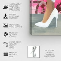 Wynwood Studio Fashion and Glam Wall Art Canvas Otisci cipele Walk the Walls - plava, ružičasta