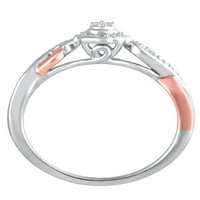 Carat T.W. Drži mi prsten za obećanje Diamond Diamond u Sterling Silver s 14k ružičastim zlatom, veličine 4