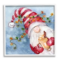 Santa gnome blagdanska svjetla grafika u bijelom okviru zidni tisak, dizajn Stella Chang