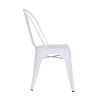 Set od 2, moderna matirana mat bijela metalna blagovaonica kuhinjska stolica, visina sjedala