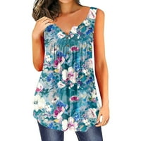 Rasprodaja je manja od 5 USD. Ženska modna tunika s cvjetnim printom u obliku cvijeta u obliku slova u, vrhovi na kopčanje, kratka