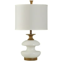 CHEVELLE - suvremena stolna svjetiljka od bijelog stakla na drvenoj granici gotova baza - 17in w 30in ht 17in d - watts