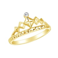 Modni zaručnički prsten s dvobojnom zaručničkom krunom od 10k punog žutog zlata, veličina prstena-7
