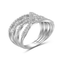 Bijeli dijamantni naglasak Sterling Silver otvoreni prsten