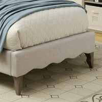Američki namještaj Gillian moderni krevet na platformi od tkanine, pun, bež