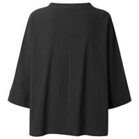 Ležerna bluza s izrezom u obliku slova tri i četvrt rukava s otiskom u donjem dijelu, široka ležerna majica za žene, Ženska kompresijska