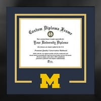 Sveučilište u Michiganu Wolverines 11W 8.5H Spirit Diplom Manhattan Crni okvir s bonus kampus slike litograf
