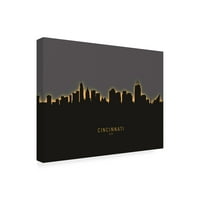 Michael Tompsett 'Cincinnati Ohio Skyline Glow II' Canvas Art