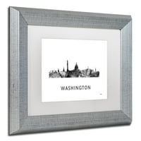 Zaštitni znak likovna umjetnost 'Washington DC Skyline WB-BW' Platno umjetnost Marlene Watson, bijela mat, srebrni okvir