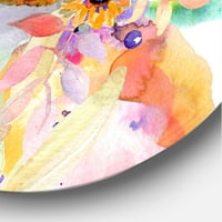 Dizajnerska umjetnost divlje cvijeće I živopisno proljetno lišće Tradicionalni kružni metalni zidni umjetnički disk od 23