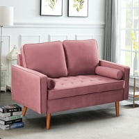 57,8 baršunasti kauč s četvrtastim naslonima za ruke, ružičasta