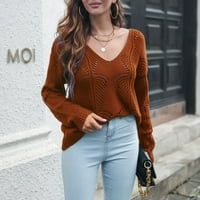 Ženski džemperi u stilu A-liste, zimski džemperi plus veličine s izrezom u obliku A-liste i dugim rukavima, otvoreni pleteni casual