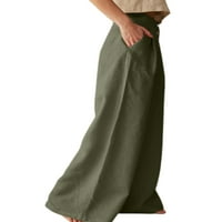 Proljetno-ljetne ženske hlače visokog struka širokih nogavica s gumbima i bočnim džepovima obične Ležerne hlače