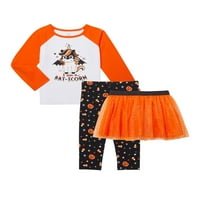Način da proslavite malu djevojku Halloween Top dugih rukava, Tutu Skirt & Baggings Outfit Set