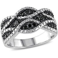 Carat T.W. Crni dijamantni sterling srebrni križni prsten