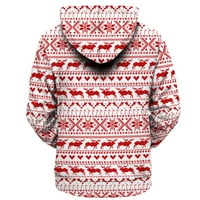 Duksevi za muškarce zimski Božić s vintage printom jesen top dugih rukava džemper jakna dukserica dukserica Crvena 3 inča
