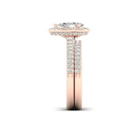 Imperial 10k ružičasto zlato 7 8CT TDW Kruška izrezani dijamantni halo mladenkini prsten set