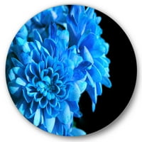 DesignArt 'detalj plavog cvijeća na crnoj pozadini I' tradicionalna metalna zidna umjetnost kruga - disk od 23 godine