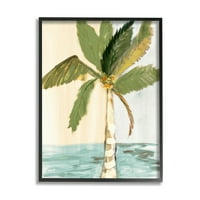 Stupell Industries Zelena palma ostavlja kokosove orahe na obali plaže uokvirena zidna umjetnost, 14, dizajn Robin Maria
