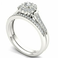 1 3CT TDW Diamond 10K White Gold Halo Bridal Set