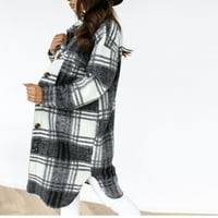 Topla duga flanelska jakna ženski zimski karirani Kaputi mekane udobne manžete za nošenje s tajicama