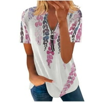 Majica s patentnim zatvaračem za žene Plus Size majice s izrezom u obliku slova u, ženska košulja kratkih rukava, bluza s patentnim