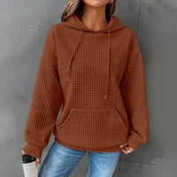 Džemperi s kapuljačom s kapuljačom s dugim rukavima, Lagani puloveri, majice s kapuljačom za žene, Ženska jesenska moda u smeđoj