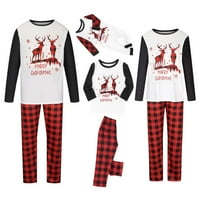 dodaci / noćni Kompleti za roditelje i djecu - Božićni dječji top s printom + hlače, odgovarajući set pidžame, dnevna odjeća u crvenoj