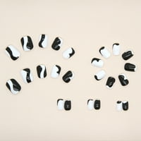 Crno-bijeli kratki lažni nokti izdržljivi lažni nokti s potpunim pokrivanjem za početnike nail umjetnika prakticiraju modele ljepila