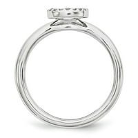 Veliki halo dijamant srebrni prsten