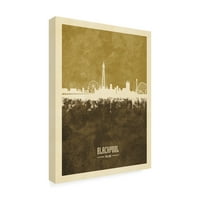 Zaštitni znak likovne umjetnosti 'Blackpool England Skyline Brown' Platno umjetnost Michaela Tompsetta